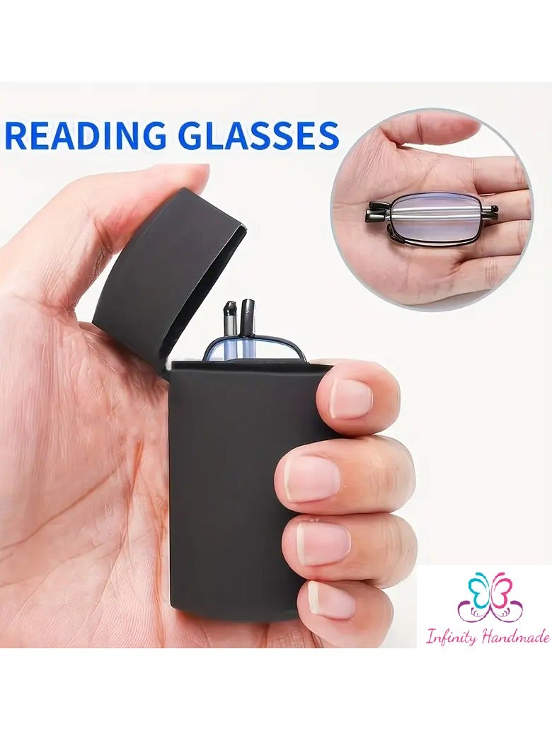 Reading Glasses Portable Folding with Flexible Spring Hinge for Men and Women, with a Stylish Case, Exclusive to Infinity Handmade Seller Only