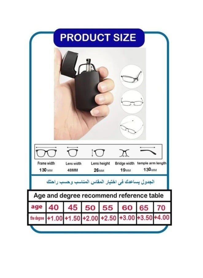 Reading Glasses Portable Folding with Flexible Spring Hinge for Men and Women, with a Stylish Case, Exclusive to Infinity Handmade Seller Only