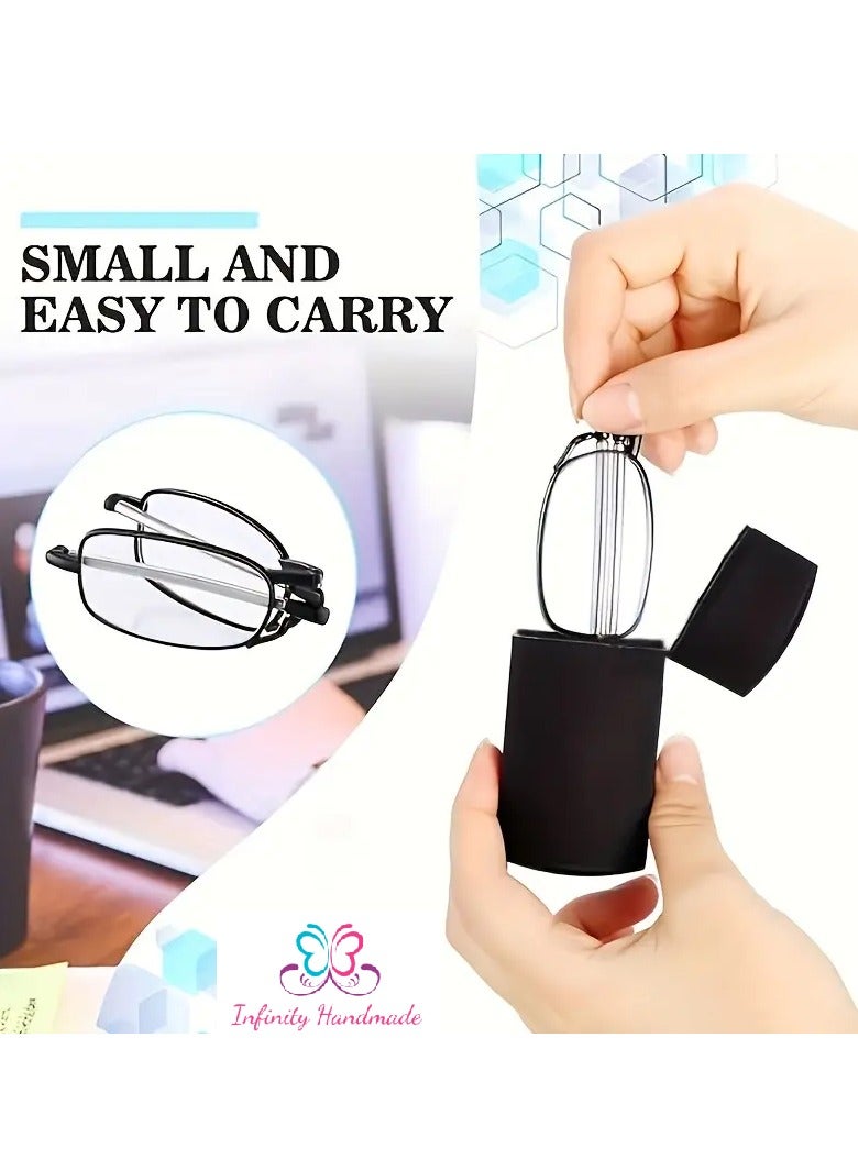 Reading Glasses Portable Folding with Flexible Spring Hinge for Men and Women, with a Stylish Case, Exclusive to Infinity Handmade Seller Only