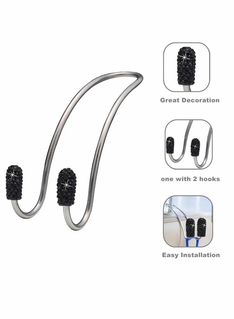 SYOSI Car Seat Hooks, Rhinestone Universal Organizer Hooks Car Headrest Hangers Hooks, Bag Organizers Rack and Hanger, Strong and Durable Auto Backseat Storage Hooks (Black, 2 Pcs) - Image 3