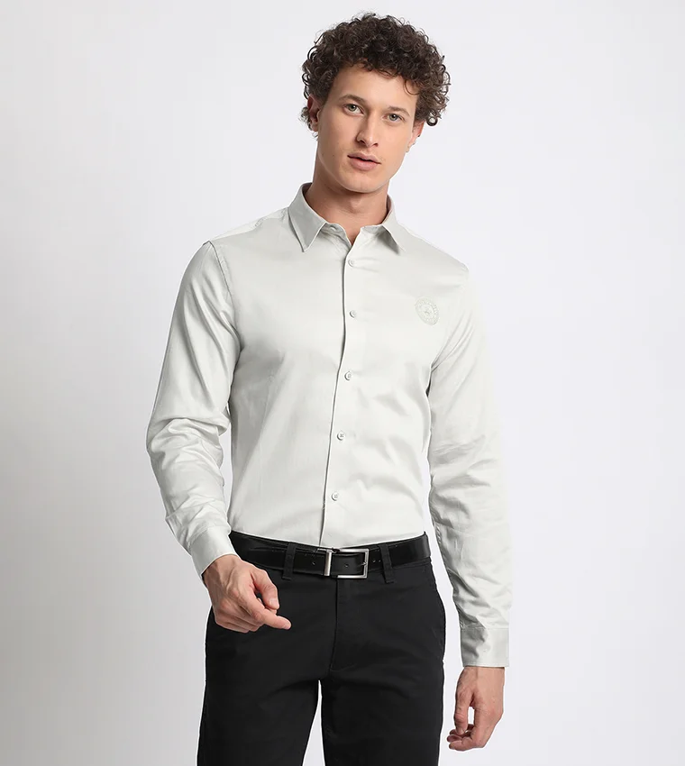 بيفرلي هيلز بولو كلوب قميص رسمي بأكمام طويلة مطرز بشعار