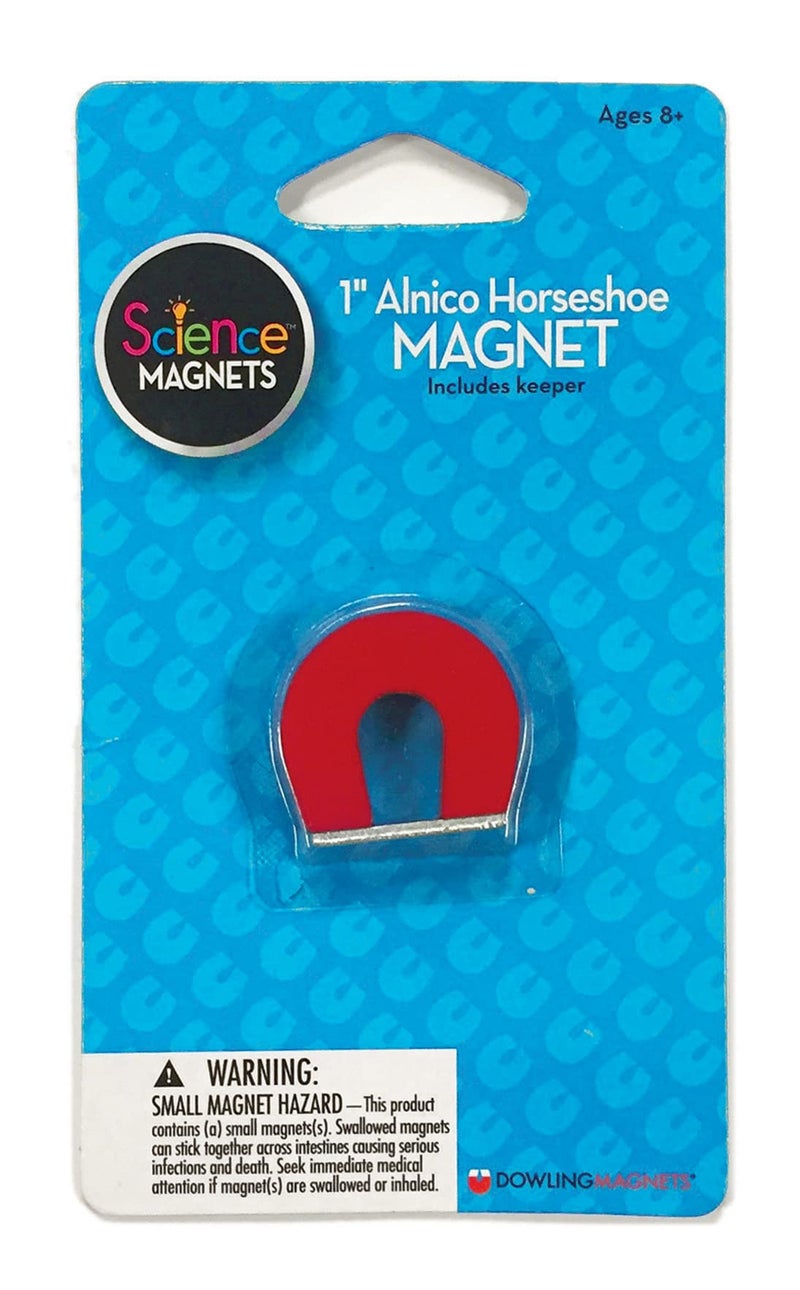 Dowling Magnets Alnico Horseshoe Magnet One 1 Inch High Red Small Magnet and One Keeper Item 731014 Science Magnets for Kids Ages 8 Kids MagnetsKid MagnetsMagnet for KidsClassroom Magnets