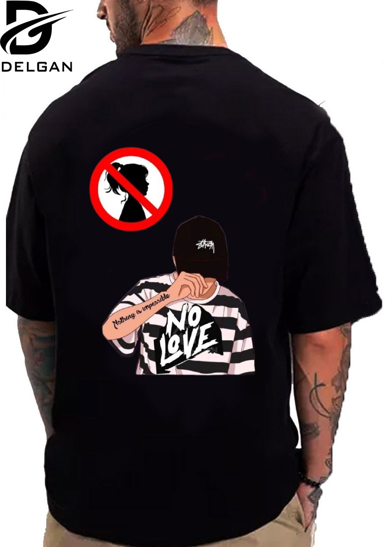 DIVIS Oversized Black Graphic T-Shirt for Men - Image 1