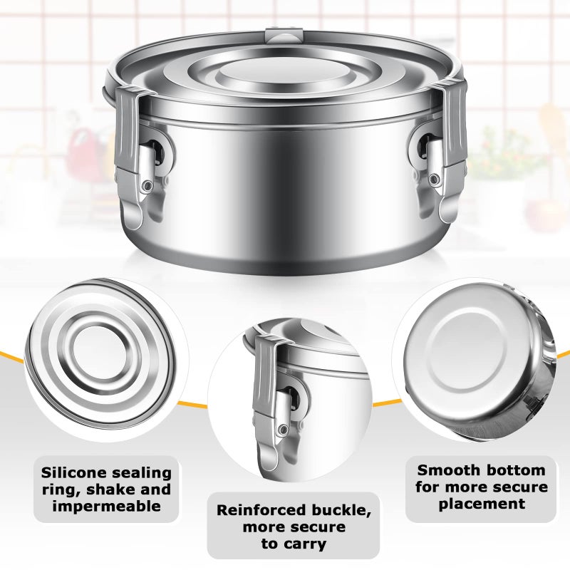 Zopeal 6 Pcs Stainless Steel Food Storage Containers with Lid Bento Lunch Boxes Reusable Metal Flat Canisters for Camping Trips Picnic Snacks Soups Salads Leftovers, 3 Sizes (22oz, 34oz, 54oz) - Image 3