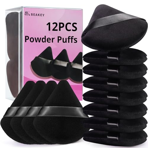 BEAKEY 12pcs Powder Puffs for Face Powder Triangle Powder Puff for Loose and Cosmetic Foundation Makeup Puff for Contouring Cloud Kiss Beauty Makeup Tools