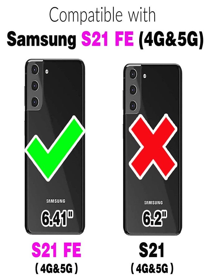 أسو ويش جراب هاتف Asuwish لهاتف سامسونج جالاكسي S21 FE 5G، مزود بسحاب وغطاء قابل للفصل مع واقي شاشة من الزجاج المقوى وحامل بطاقات قابل للطي. متوافق مع موديلات Cell S 21 EF S21FE5G UW S21FE 21S G5، مقاس 6.4 بوصة، لون وردي، مناسب للرجال والنساء. - Image 2