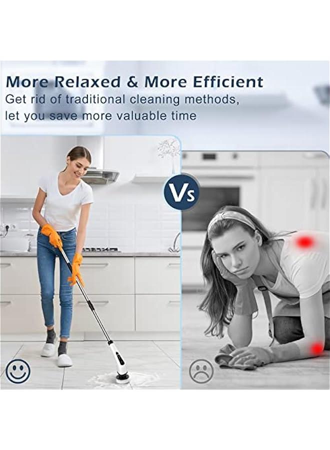 Electric Spin Scrubber, Cordless Cleaning Brush Scrubber for Home, 400RPM/Mins-8 Replaceable Brush Heads-90Mins Work Time, 3 Adjustable Size, 2 Speeds for Bathroom Shower Bathtub Glass Car - Image 4