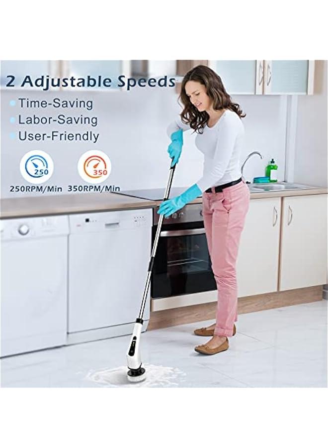 Electric Spin Scrubber, Cordless Cleaning Brush Scrubber for Home, 400RPM/Mins-8 Replaceable Brush Heads-90Mins Work Time, 3 Adjustable Size, 2 Speeds for Bathroom Shower Bathtub Glass Car - Image 5