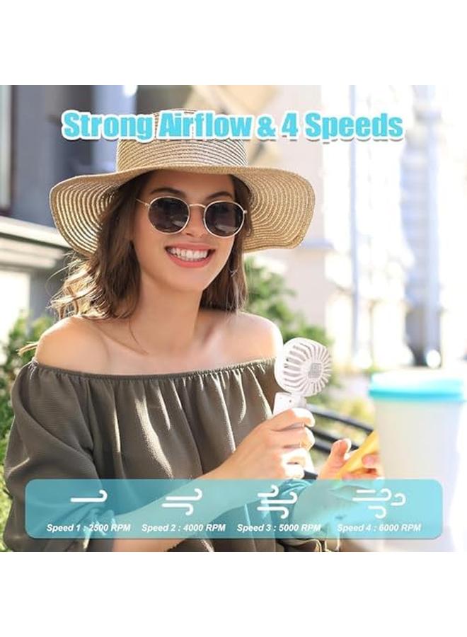 DMG TECH Handheld Fan Rechargeable Misting Hand Fan Multi Purpose For Portable Mini Mister Fan 4 Speeds And 20Ml Spray And 90 Foldable Usb Personal Water Fan For Travel Office Outdoor White - Image 4