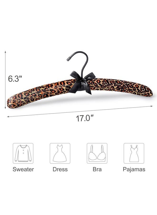 Topia Hanger Satin Padded Hangers for Women Clothing 5 Pack, Non-Slip & Thick Foam Leopard Hangers for Coat, Blouse, Sweaters, Dresses CT18L - Image 4