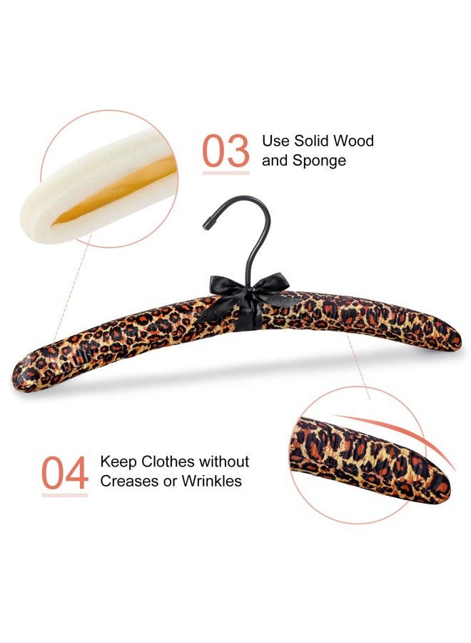 Topia Hanger Satin Padded Hangers for Women Clothing 5 Pack, Non-Slip & Thick Foam Leopard Hangers for Coat, Blouse, Sweaters, Dresses CT18L - Image 3