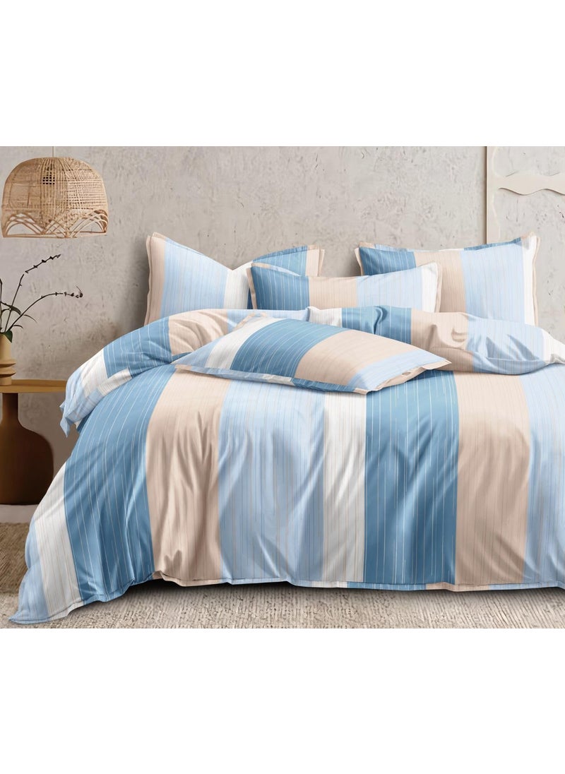 MOSHO MOSHO 220 TC Cotton Double Bed King Size BedSheet Comforter Duvet Set with Elastic Fitted 78x78x10 Inch BedSheet 2 Pillow Covers King Comforter King Elastic Fitted Bedsheet B 