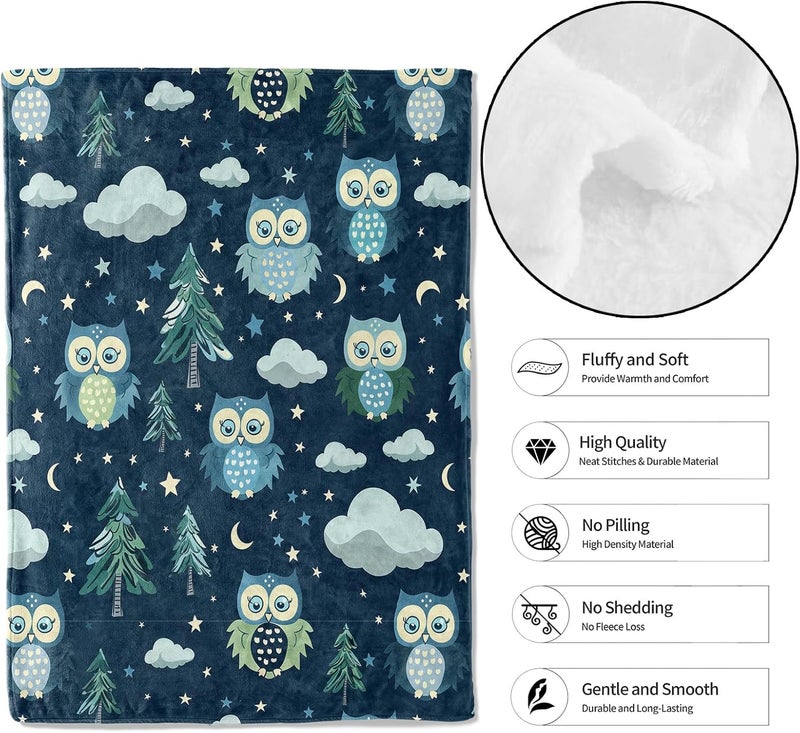 MIEPOS Cartoon Owl Throw Blanket – Soft, Cozy, and Lightweight Decor Flannel Blanket Ideal for Couch, Office, and Travel – Fuzzy, Fluffy, Plush Warmth for Women Girls 50×40 Inch - Image 2