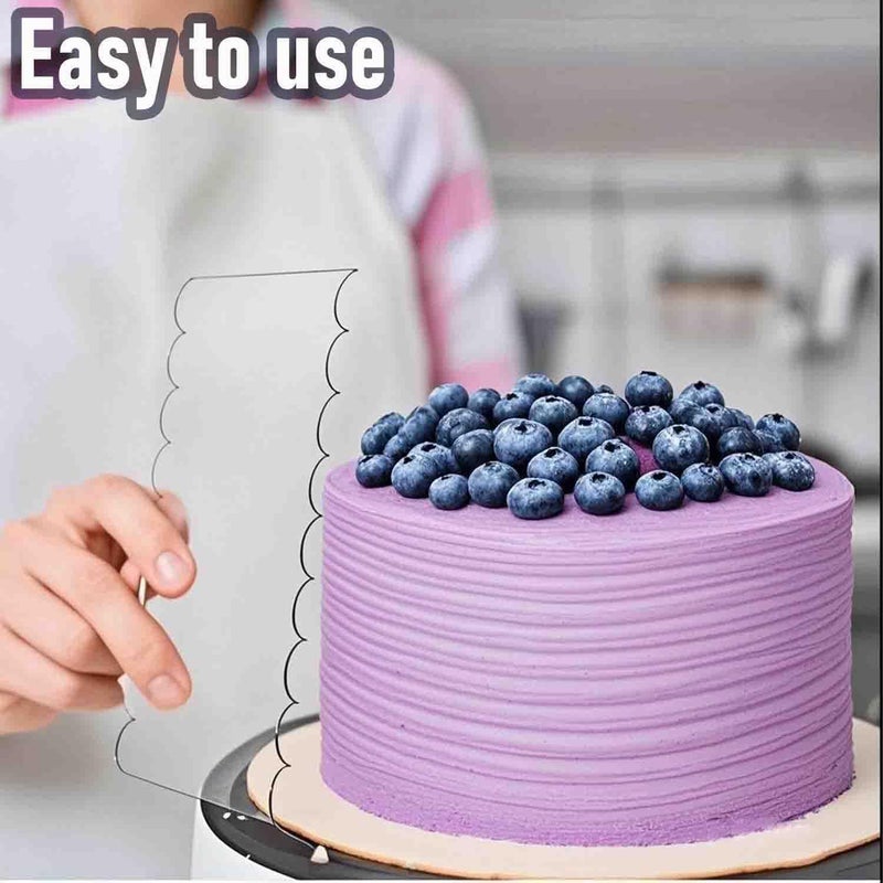SYOSI Cake Scraper Set, Clear Acrylic Icing Smoothers and Edge Combs for Buttercream, Frosting, Mousse, and Baking, Includes Large Smoothers for Smooth and Detailed Cake Decoration, 6-Piece - Image 4