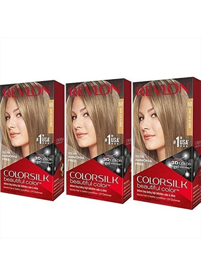Revlon - Revlon Colorsilk Hair Color 60 Dark Ash Blonde, Pack of 3 - Image 1