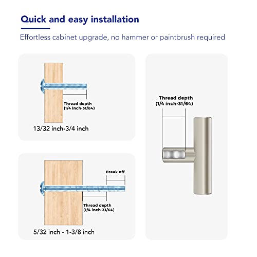 Ravinte Hardware 5 Pack 2 Inch Length Kitchen Cabinet Handles with Single Hole Brushed Nickel Cabinet Pulls Stainless Steel Drawer Pulls,Cabinet Knobs for Dresser Drawer - Image 3