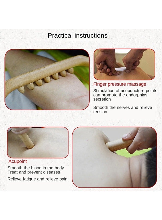 Loquat 4-Piece  Scraping Stick Beech Wood Back Shoulder Neck Waist Leg Massage Tools - Image 4