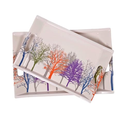 UPC U.P.C. Melamine Tray Set for Serving/Serving Tray Set of 3/ Premium Printed Tray for Serving/Multi-Use Nashta Plate (Small, Medium & Large), Rectangular - Image 4