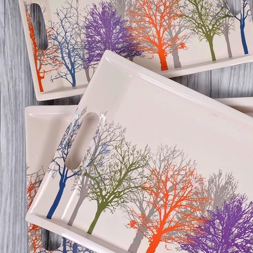 UPC U.P.C. Melamine Tray Set for Serving/Serving Tray Set of 3/ Premium Printed Tray for Serving/Multi-Use Nashta Plate (Small, Medium & Large), Rectangular - Image 3