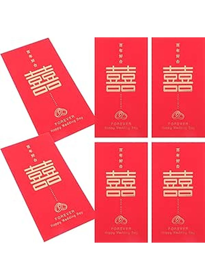Traditional Chinese Red Envelopes 6pcs Double Happiness Wedding Money Packets For Festivals - Image 1