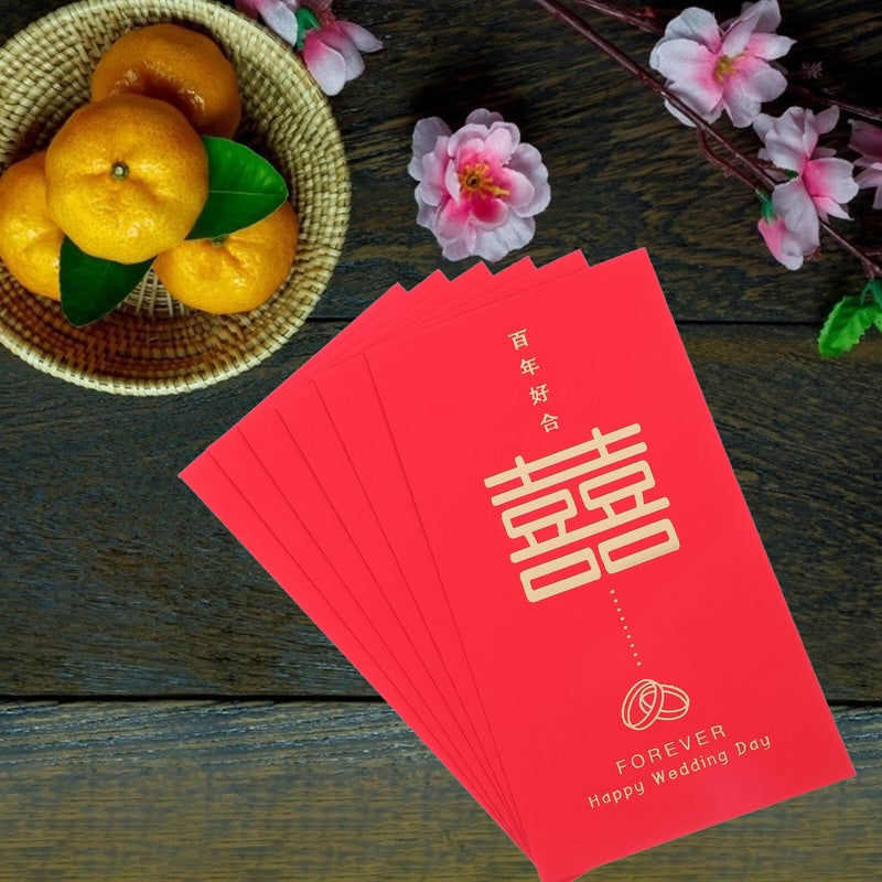 Traditional Chinese Red Envelopes 6pcs Double Happiness Wedding Money Packets For Festivals - Image 5