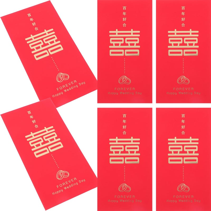 Traditional Chinese Red Envelopes 6pcs Double Happiness Wedding Money Packets For Festivals - Image 2