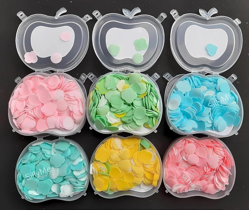 KayruTravel Paper Soap for Kids Apple Shape Plastic Storage Box Hand Wash Paper Soap for GirlsBoys EasyToUse Flower Petals for Clean Clear Pack of 4 - Image 4