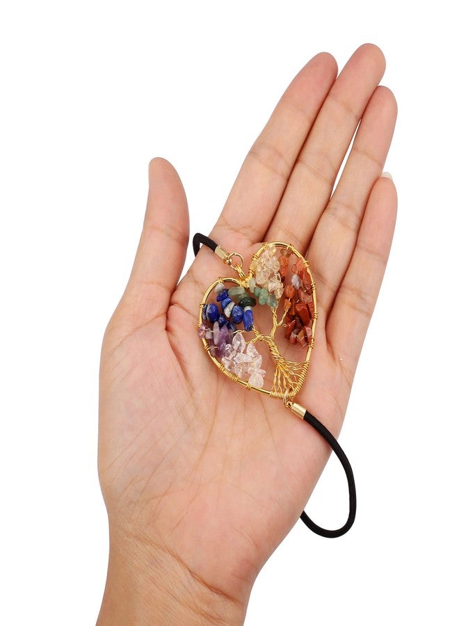 Yoption 2 Pack Tree of Life Elastic Bookmark, Golden Heart Shape Vintage Bookmarks with 7 Chakra Crystals Healing Stone Beaded Pendant for Student Teacher Graduation Mothers Day Christmas Gift - Image 2