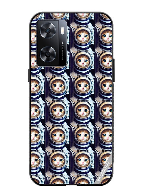 Protective Case Cover For Oppo A57/A77s Cat Face Inside Astronauts Helmet Pattern Design Multicolour