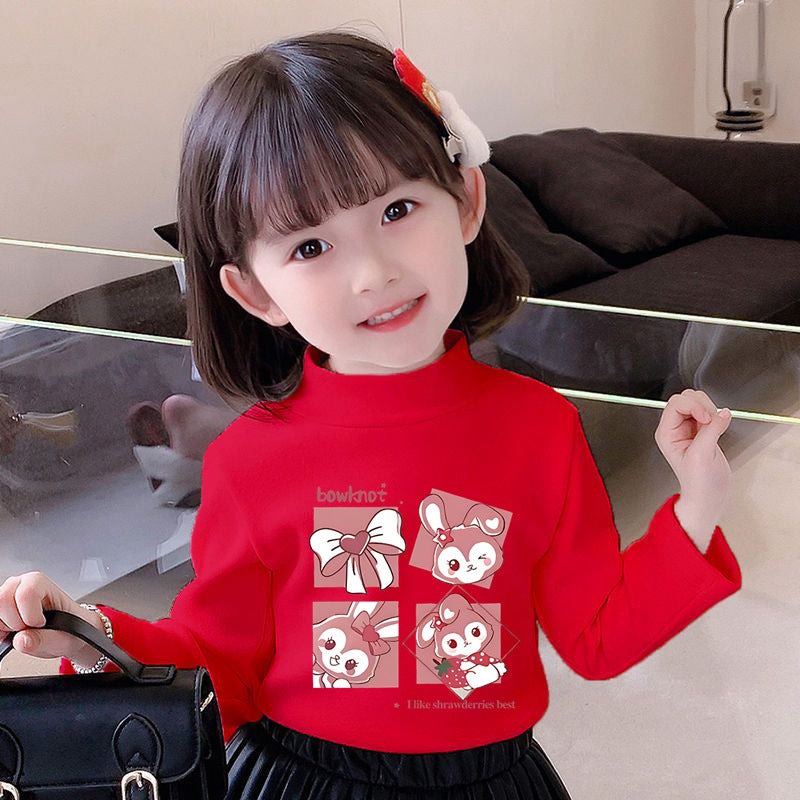 Y2487# Girls Velvet Long Sleeve T-Shirt New Tide Children'S Base Shirt Casual T-Shirt Coat Children'S Clothing Tide - Image 1