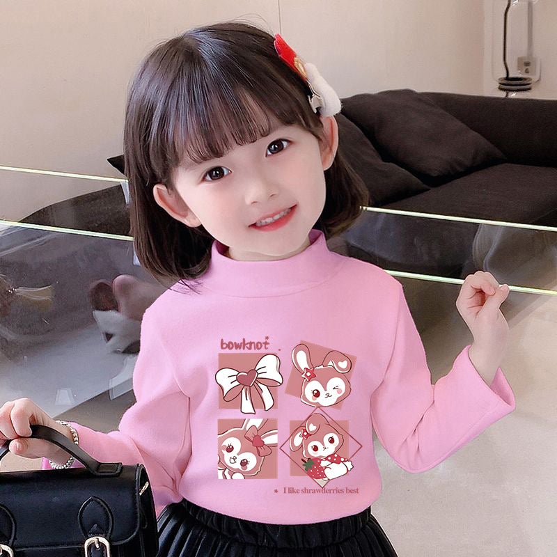 Y2487# Girls Velvet Long Sleeve T-Shirt New Tide Children'S Base Shirt Casual T-Shirt Coat Children'S Clothing Tide - Image 2