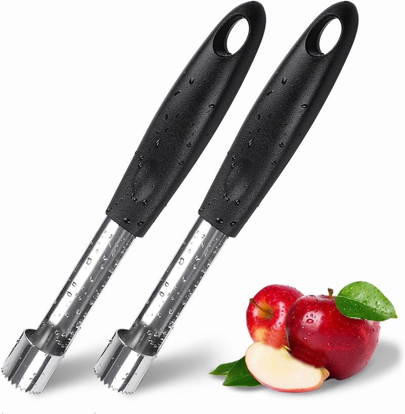 Vicsamer 2PCS Apple Cupcake Corer, Fruit Vegetable Core Remover, Profession Healthy Stainless Steel Apple Remover Household Kitchen Tool for Fuji, Pears, Bell Peppers - Black - Image 1