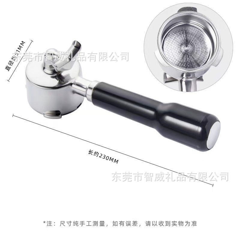 Platinum Rich 8 Series Coffee Bottom Handle Stainless Steel 304 Platinum Rich 54Mm Three Ears Bottom Single/Double Flow Extraction Handle - Image 1