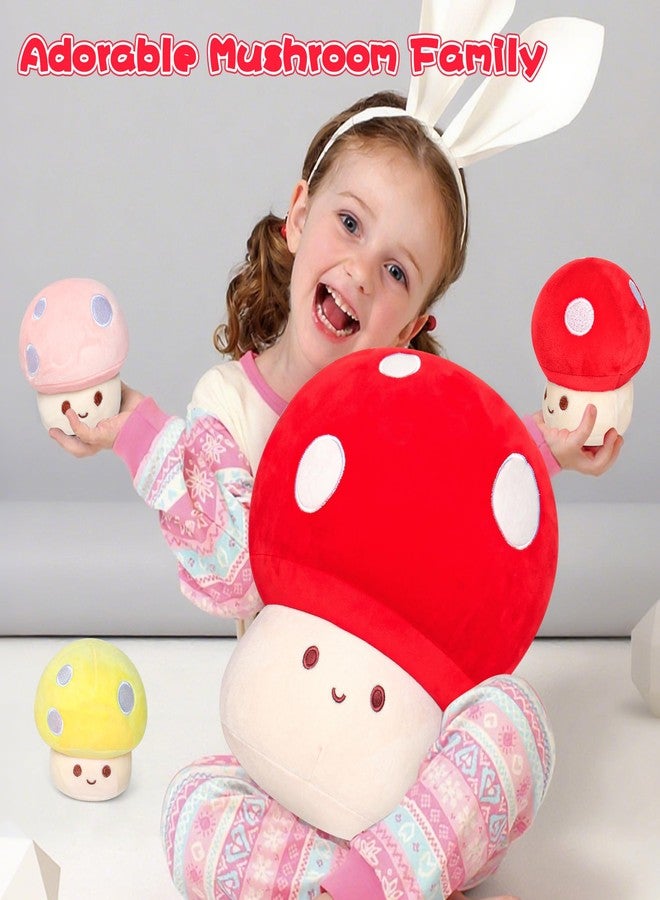 JellyMallow 14in Mushroom Plush with 3 Babies, Adorable Mushroom Stuffed Animal Plushie, Soft Fuzzy Stuffy Pillow Gifts for Kids Adults, Kawaii Plush Decor - Image 4