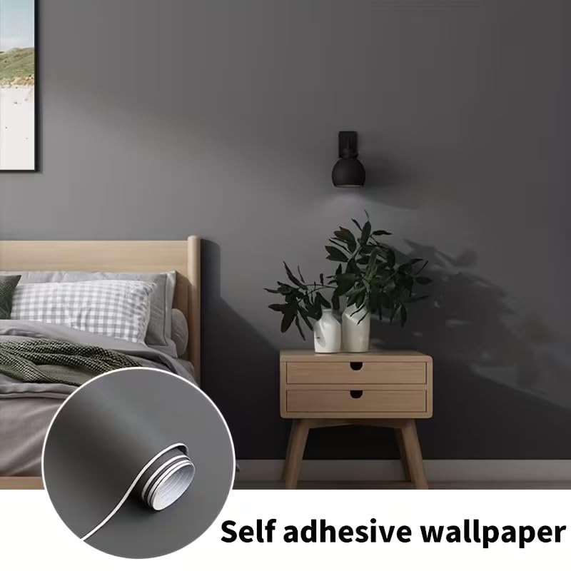 HAPPYMATES Matte Dark Grey Self Adhesive Wood Wallpaper Peel and Stick Kitchen Cabinet Contact Paper Waterproof Waterproof Vinyl Wrap for Cabinets Desk (Grey Wood, 40 x 254 cm) - Image 5