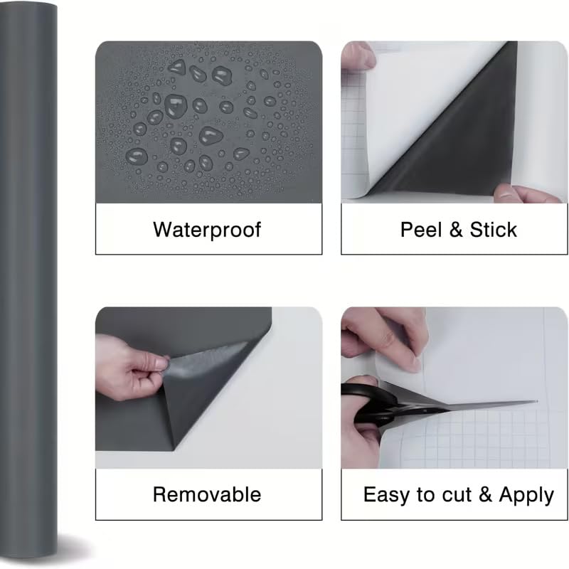 HAPPYMATES Matte Dark Grey Self Adhesive Wood Wallpaper Peel and Stick Kitchen Cabinet Contact Paper Waterproof Waterproof Vinyl Wrap for Cabinets Desk (Grey Wood, 40 x 254 cm) - Image 3