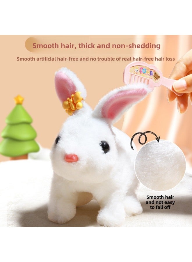 Children's Little Rabbit Plush Toy Girl Electric Simulation Animal Maggie Cute Pet Plush Girl's Family Gift-Specifications:Battery Edition Screwdriver-Color:Meggie Moe Pet Feeding Kit (White) - Image 5