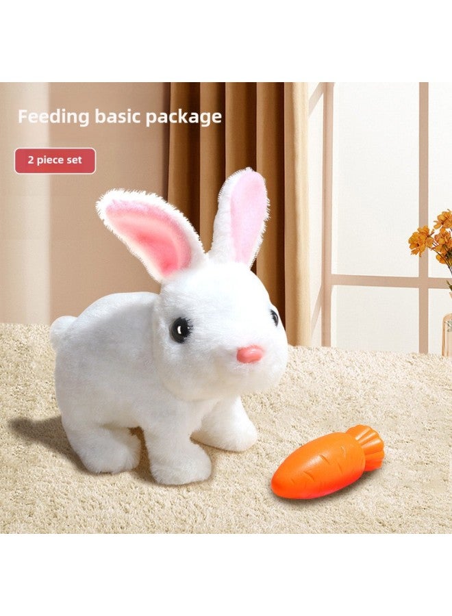Children's Little Rabbit Plush Toy Girl Electric Simulation Animal Maggie Cute Pet Plush Girl's Family Gift-Specifications:Battery Edition Screwdriver-Color:Meggie Moe Pet Feeding Kit (White) - Image 1