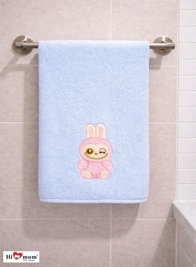 Hi mom Kids World Hi Mom Kids Soft Bath Towel, Cute Bunny, for Little Ones,Quick Dry Super Absorbent Super Soft Bath Towel for Boys and Girls, Swaddle Wrap, Swaddle for New Born Baby (Blue) - Image 4
