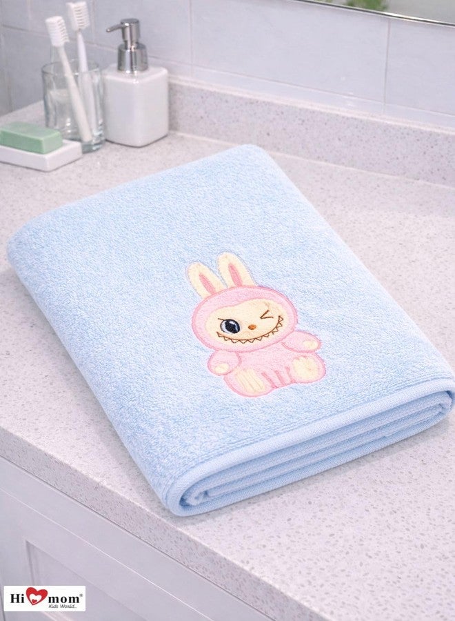 Hi mom Kids World Hi Mom Kids Soft Bath Towel, Cute Bunny, for Little Ones,Quick Dry Super Absorbent Super Soft Bath Towel for Boys and Girls, Swaddle Wrap, Swaddle for New Born Baby (Blue) - Image 2