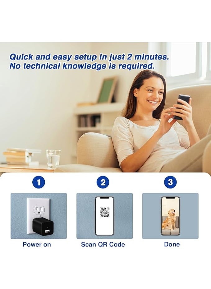 Smart Hidden Camera Charger – USB Wall Charger Spy Camera with Motion Detection, 1080P HD Recording, Loop Recording, No WiFi Needed – Security Surveillance Cam