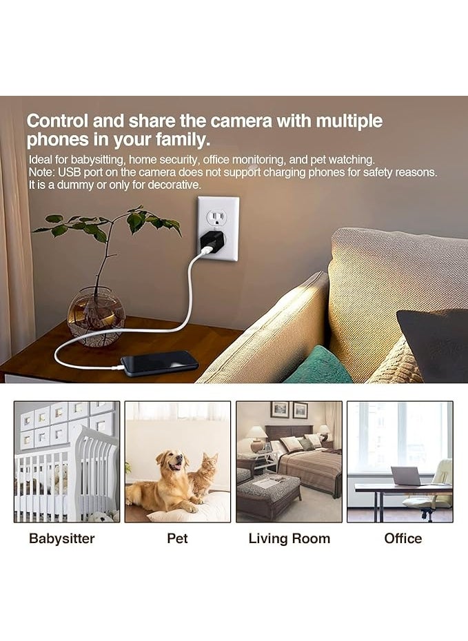 Smart Hidden Camera Charger – USB Wall Charger Spy Camera with Motion Detection, 1080P HD Recording, Loop Recording, No WiFi Needed – Security Surveillance Cam