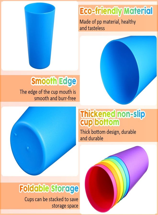 Potchen 60 Pieces Plastic Cups Kids 8.5 oz Reusable Children Drinking Cups Juice Tumblers for Toddler Adults for Parties School (Yellow,Orange,Red,Purple,Green,Dark Blue) - Image 2