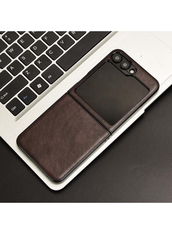 اس-توب جراب لهاتف Samsung Galaxy Z Flip6 بغطاء خلفي من نسيج الليتشي - Image 2