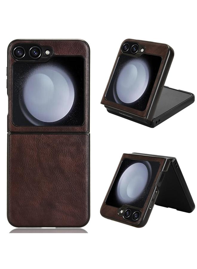 اس-توب جراب لهاتف Samsung Galaxy Z Flip6 بغطاء خلفي من نسيج الليتشي - Image 1