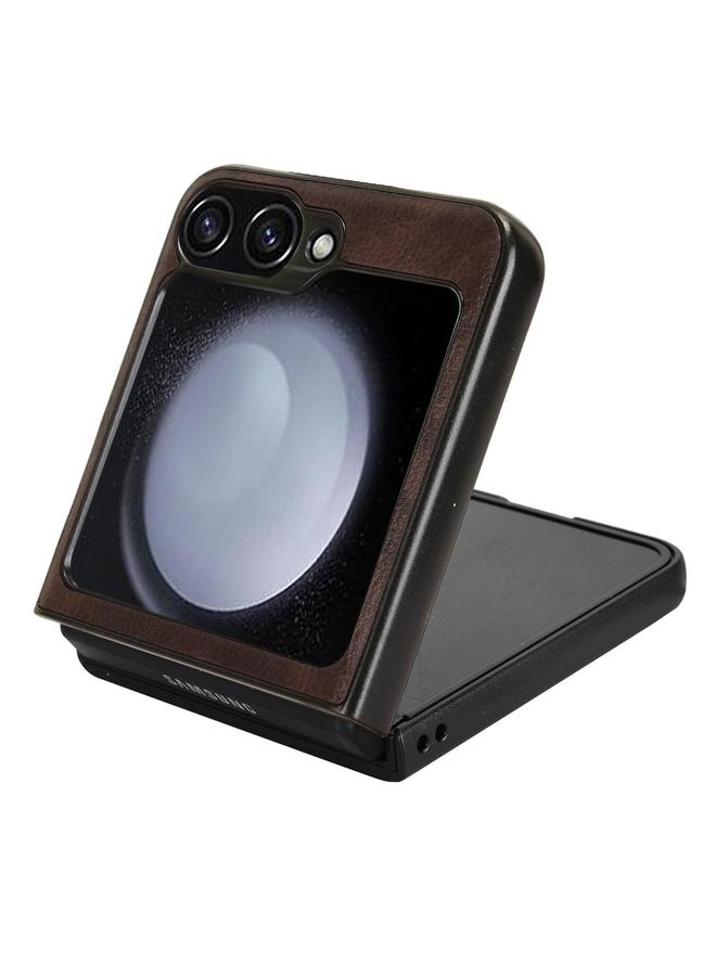 اس-توب جراب لهاتف Samsung Galaxy Z Flip6 بغطاء خلفي من نسيج الليتشي - Image 4