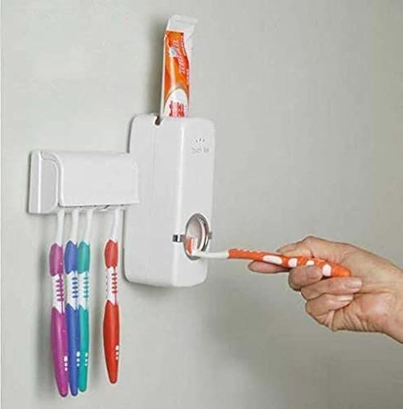 Whitecloud TRANSFORMING HOMES® Plastic Toothpaste Dispenser Automatic with 5 Toothbrush Holder(201-13) - Image 2