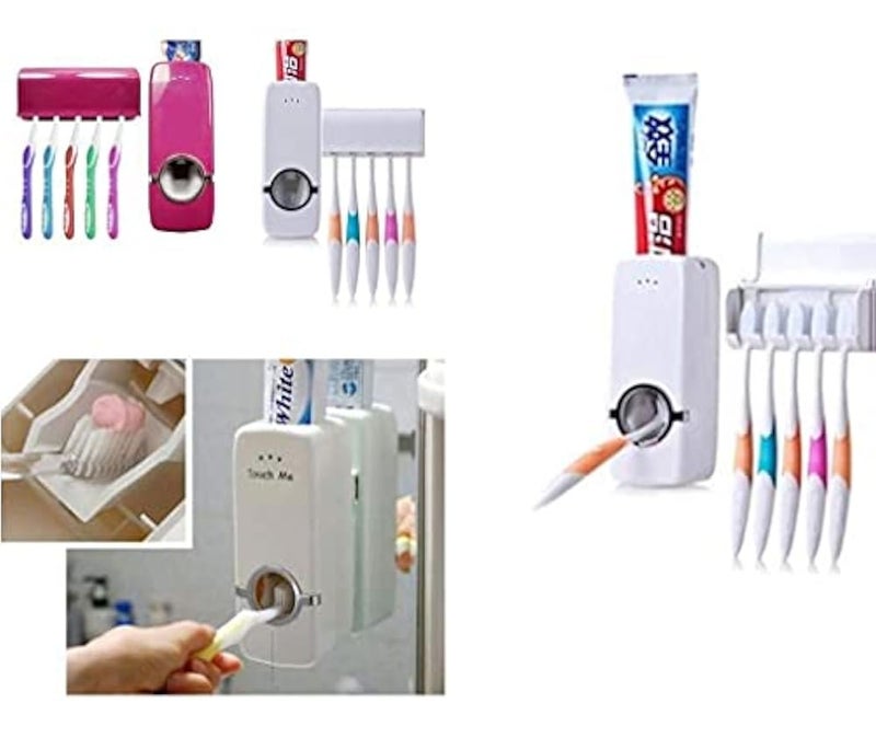 Whitecloud TRANSFORMING HOMES® Plastic Toothpaste Dispenser Automatic with 5 Toothbrush Holder(201-13) - Image 5