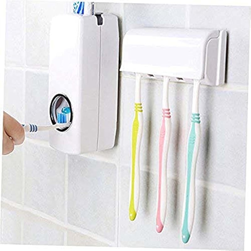 Whitecloud TRANSFORMING HOMES® Plastic Toothpaste Dispenser Automatic with 5 Toothbrush Holder(201-13) - Image 4