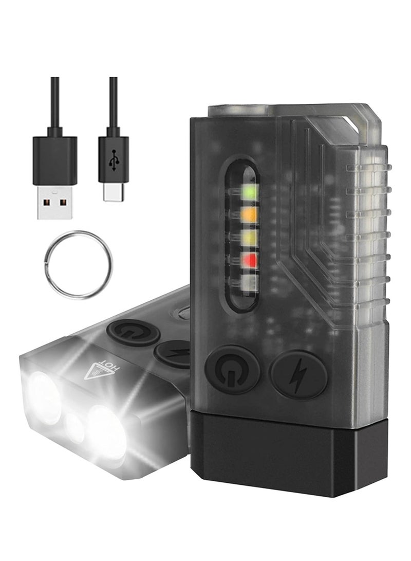 Powerful Mini EDC LED Flashlight, Super Bright 1000 Lumens, 365nm UV Red Green Blue Light, Portable Mini USB-C Rechargeable Pocket Keychain Flashlight, 14 Modes, Magnetic Tail, Whistle (Black)  - Image 1